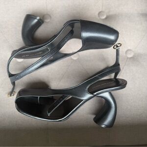 Dries Van Noten Black Curved Heel Sandals
